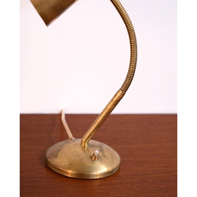 1940s Scandinavian Brass Table Lamp, 1950s For Sale - Image 5 of 8