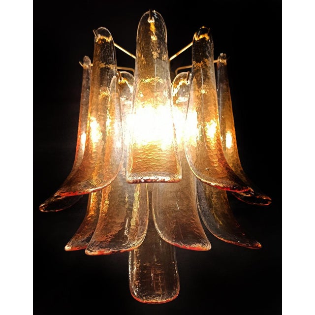 Vintage Italian Murano Wall Lights Amber Glass Petals, 1970s, Set of 2 For Sale - Image 14 of 18