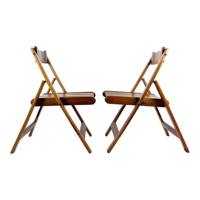 Mid-Century Modern Folding Chairs - a Pair For Sale