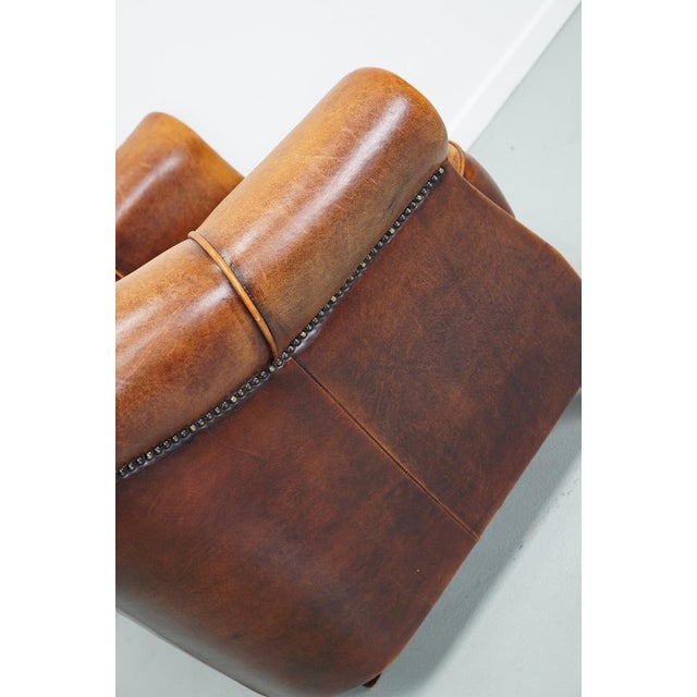 Vintage Dutch Cognac Leather Club Chair For Sale - Image 11 of 18