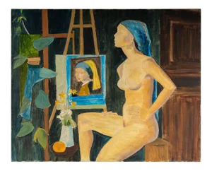 Woman Posing for a Portrait, 20th Century, Oil on Canvas