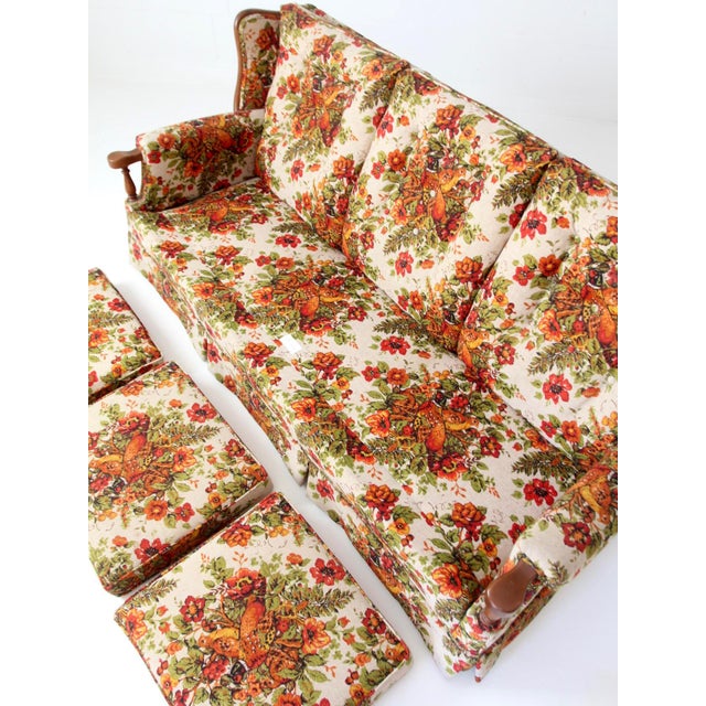 Vintage Colonial Revival Pheasant Floral Sofa For Sale - Image 11 of 18