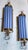 1940s Pair of 1940s Vintage Art Deco Brass & Milk Blue Glass Rod Wall Sconces Metro Light For Sale - Image 5 of 7