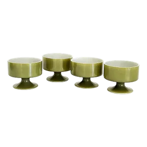 Vintage Federal Glass Feg62 Low Sherbet Cups in Avocado Green, Set of 4