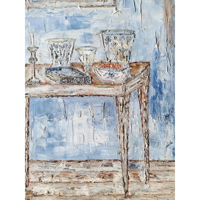 Textile "The Staircase" Contemporary Original Post-Impressionist Style Interior Scene Oil Painting on Canvas For Sale - Image 7 of 9