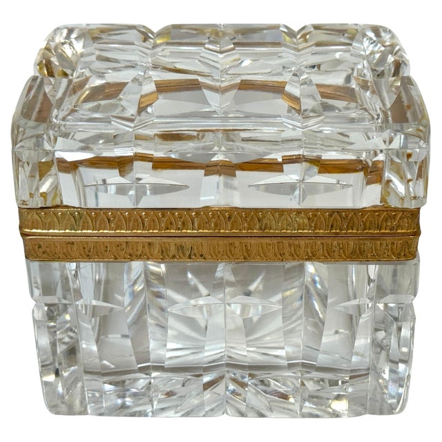 Charles X Style French Ormolu Optic Cut Crystal Box, Signed Lehmann France For Sale - Image 6 of 18