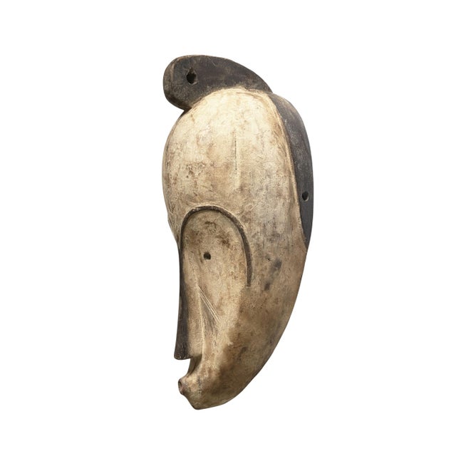 1980s Vintage African Fang Elongated Face Wooden Mask Gabon 17.5" H For Sale - Image 5 of 6