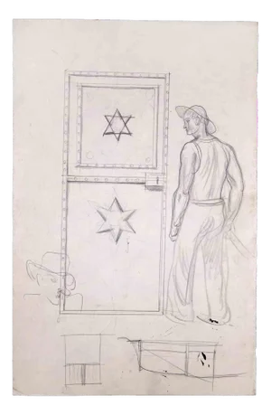 Sketch of Men, Original Drawing, Mid 20th-century