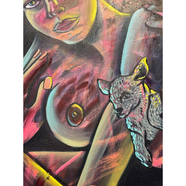 Contemporary Surreal Oil Painting Figural Oil on Canvas Painting Female Figure With Poodles by Lindsey Kircher For Sale - Image 4 of 4