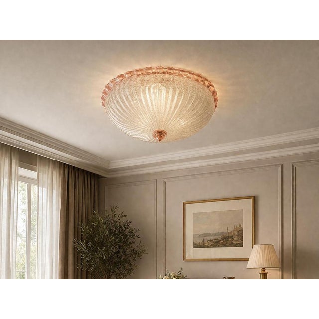 Murano Pink Ceiling Light, 1980s For Sale - Image 4 of 8