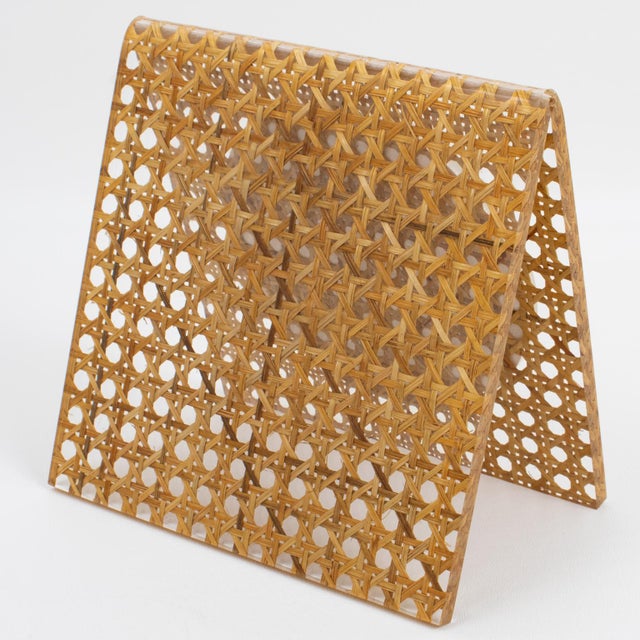 1970s Team Guzzini Italy Lucite and Wicker Picture Frame For Sale - Image 5 of 8