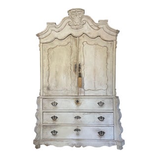19th Century Painted Dutch Linen Press For Sale