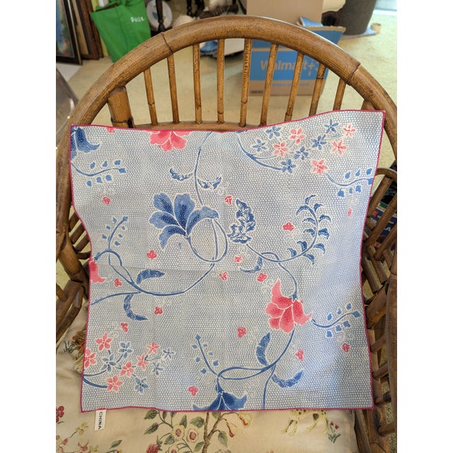 Vintage China Seas Quadrille Designer Fabric Napkins Set of 11 | Chinoiserie Blue Pink Floral | 18x18 | to-the-Trade Luxury Textile For Sale - Image 9 of 11