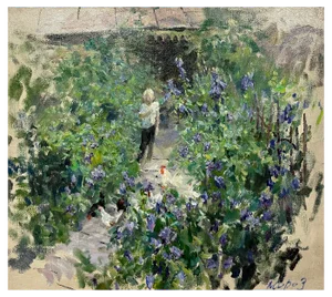 Georgij Moroz, In the Garden, Oil Painting, 2001