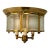 Vintage Solid Brass and Glass Rosette Flush Mount Light Fixture For Sale