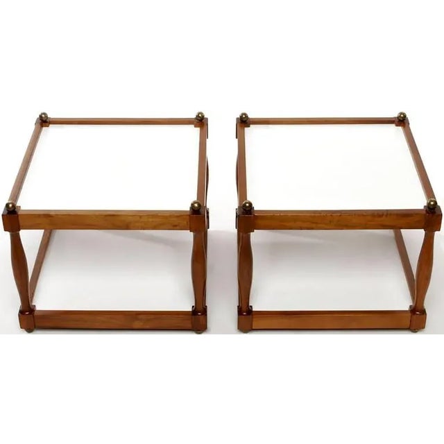 Mid-Century Modern Reversible Walnut, Brass and Micarta Low Coffee Tables - a Pair For Sale - Image 3 of 8