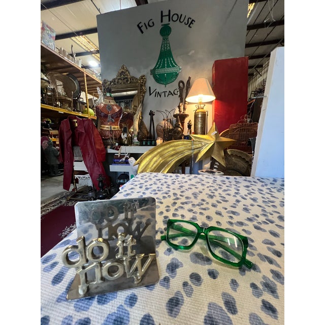 Mid-Century Modern Do It Now Vintage Brass Paper Organizer For Sale - Image 3 of 8