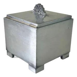 Art Deco Table Top Cigarette Box in Pewter & Wood from Ystad-Metall, Sweden, 1930s