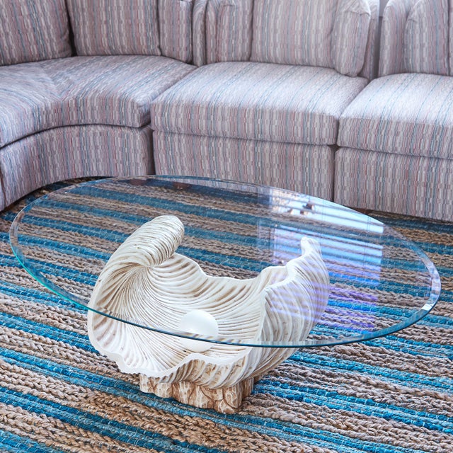 1970s Clam Shell Oyster With Pearl Coffee Table For Sale - Image 9 of 10