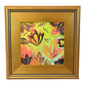 Colorful Vibrant Abstract Impressionist Painting Including the Antiqued Gold Wood Frame