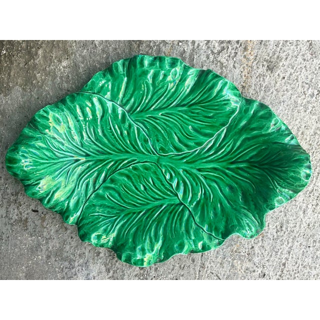 Elevate your dining experience with this Vintage Regency Portuguese Glazed Ceramic Cabbage Leaves Platter. Perfect for...