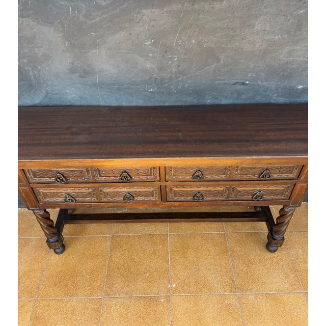 Spanish Renaissance Style Console Table with Spiral Turned Legs, 1920s For Sale - Image 4 of 9