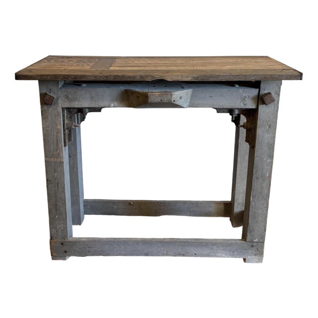 Console Table in Patinated Oak and Fir, 1940s For Sale