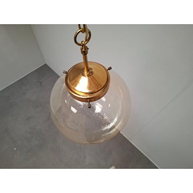 Mid-Century Modern Pendant Light in Brass and Smoked Bubble Glass by Kamenický Šenov, 1960s For Sale - Image 9 of 18