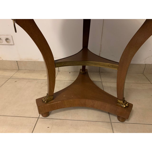 Empire Tripod Pedestal Table in Mahogany Marble Top with Brass Gallery For Sale - Image 5 of 8