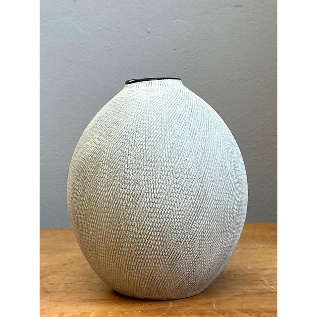 Mid 20th Century Vintage Textured Ceramic Vase For Sale - Image 5 of 18
