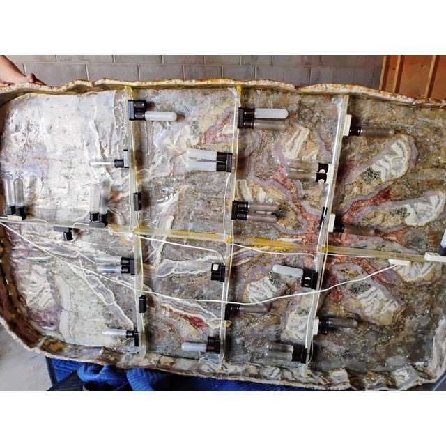 1960s Burl Drift Wood and Agate Stone Lighted Table Dining Set With 4 Chairs - Set of 5 For Sale - Image 10 of 10