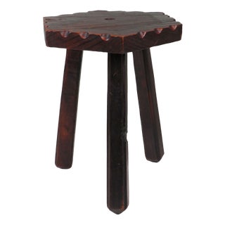Vintage Spanish Wood Stool, 1960s For Sale