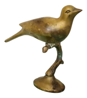 Mid Modern Brass Bird on Limb Perch Table Decor