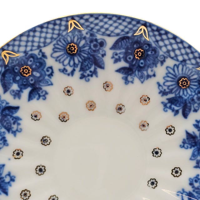 1990s Lomonosov Bridesmaid Basket Cobalt Porcelain Teacup and Saucer For Sale - Image 10 of 15