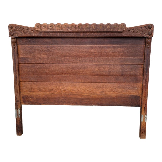 Antique Quartersawn Tiger Oak Eastlake Headboard and Flipboard Chairish