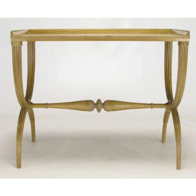 Contemporary Edward Wormley Bleached Mahogany Reeded Curule Leg Table For Sale - Image 3 of 10