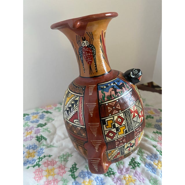 Tribal Peruvian Inca Style Aryballo Pottery Vessell For Sale - Image 3 of 5