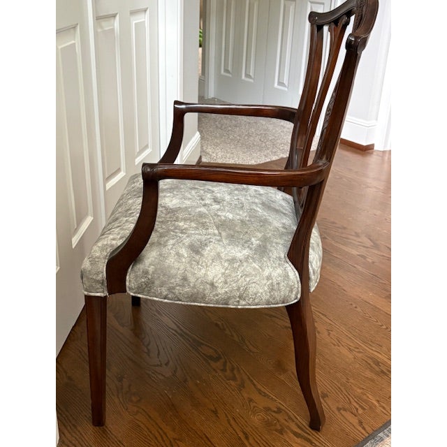 1980s George Hepplewhite Inspired Dining Room Arm Chairs For Sale - Image 9 of 10