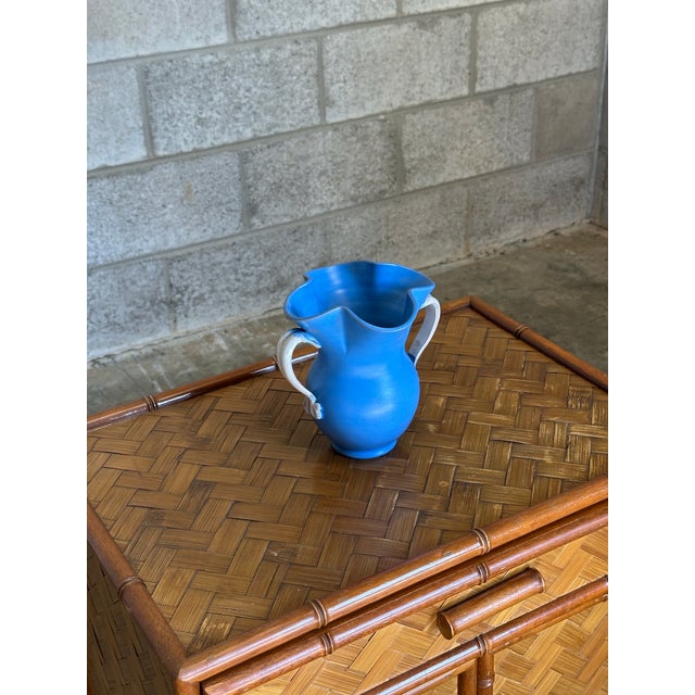 Mid-Century Modern Gabriel Burmeister Handled Blue and White Earthenware Vase, Sweden, 1930s For Sale - Image 3 of 10
