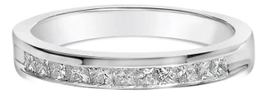IGI Certified 1/2 Cttw Princess Cut Diamond 18K White Gold Channel Set Half Eternity Style Wedding Band Ring (H-I Color, SI2-I1 Clarity) - Size 5