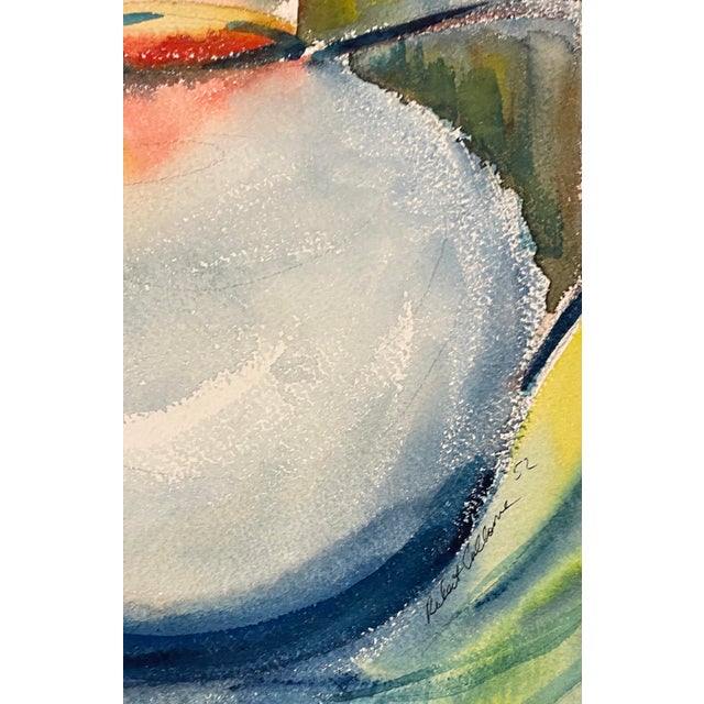 MCM painting on paper by artist Robert Colborne (1931-2002) of New York. Signed and dated lower right, estate stamp on the...