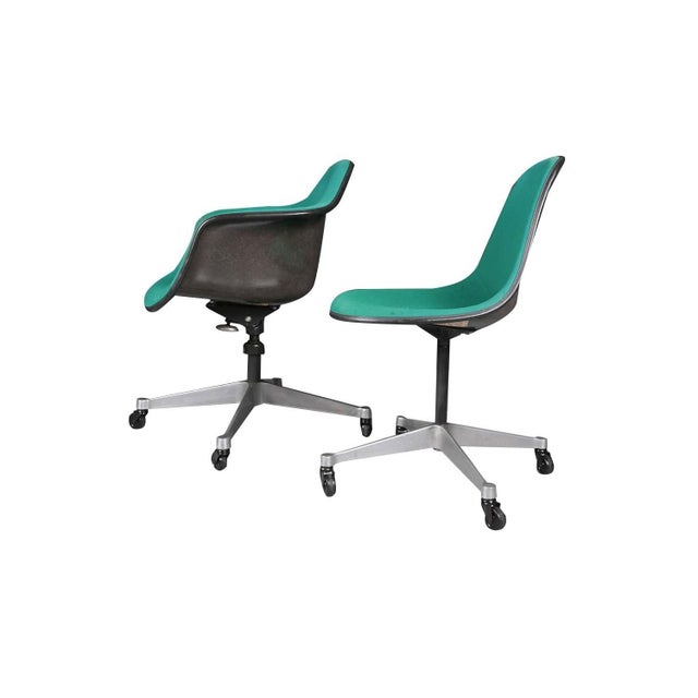 Metal Six Vintage Eames Herman Miller Swivel Shell Chairs on Casters 1970s For Sale - Image 7 of 12