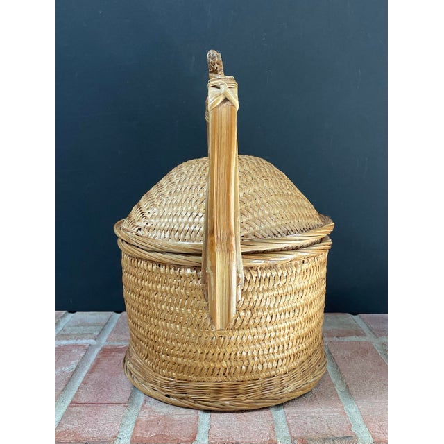 Late 20th Century Vintage Chinese Woven Rattan & Bamboo Domed Wedding Basket For Sale - Image 5 of 12