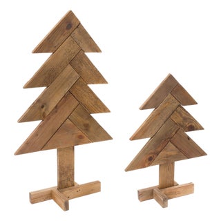 Rustic Wood Pine Tree (Set of 2) For Sale