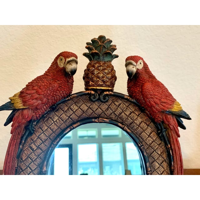 Coastal Vintage Parrot Standing Vanity Mirror For Sale - Image 3 of 4