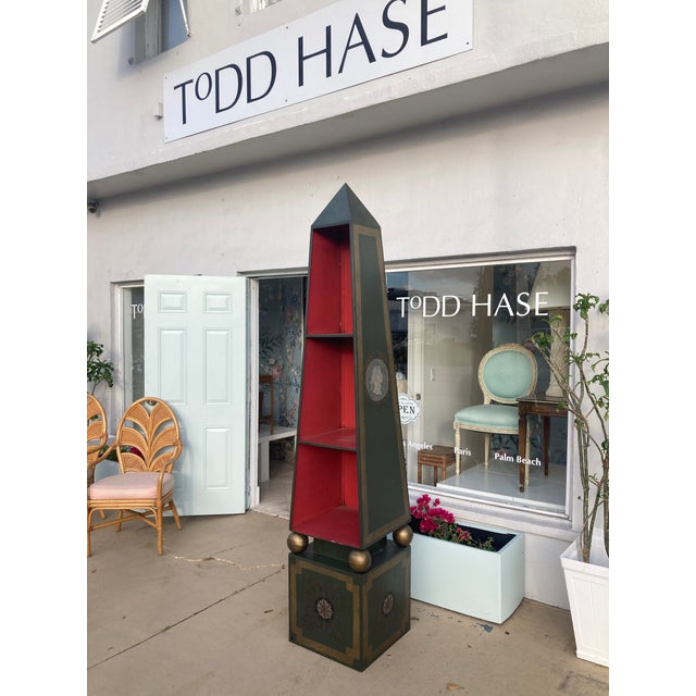 Renzo Mongiardino Tole Hand Painted Obelisk Bookcase 1970 Italy For Sale - Image 13 of 16