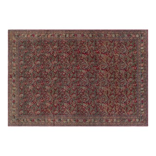 Early 20th Century Persian Tabriz Red Handmade Wool Carpet For Sale