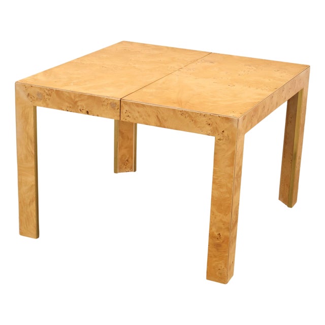 Thomasville Burl Wood Square Dining Table With 2 Leaves For Sale