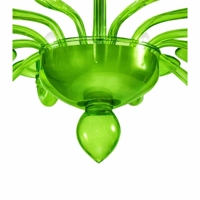 2020s Contemporary Italian Green Murano Style Glass Chandelier For Sale - Image 5 of 6