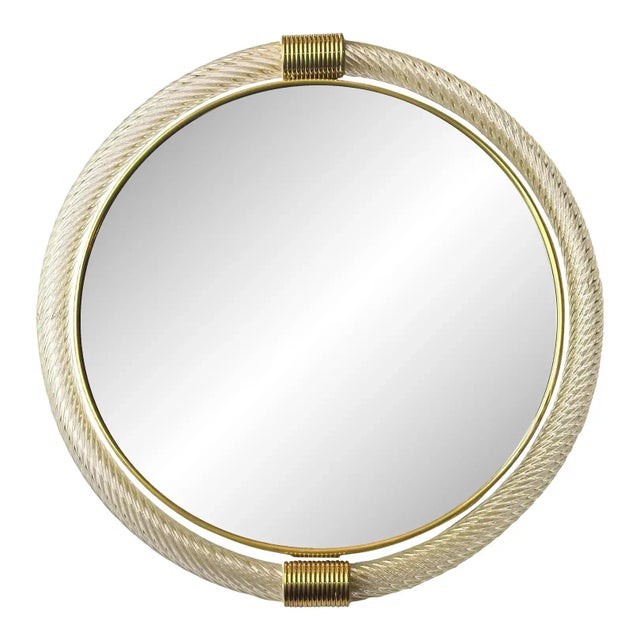 Contemporary Venetian Torciglione Murano Glass Wall Mirrors with Gold Leaf Detailing by Simoeng, Set of 2 For Sale - Image 3 of 5